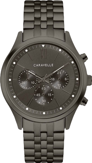 Designed by Bulova Men's Chronograph Gunmetal Stainless Steel Bracelet Watch 41mm