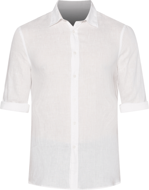 Men's Solid Linen Roll Sleeve Shirt