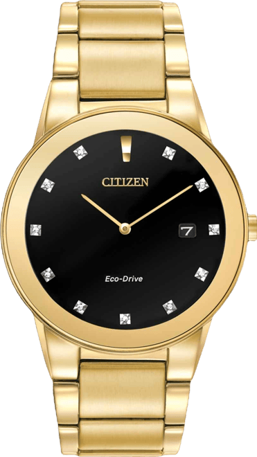 Men's Eco-Drive Axiom Diamond Accent Gold-Tone Stainless Steel Bracelet Watch 40mm AU1062-56G