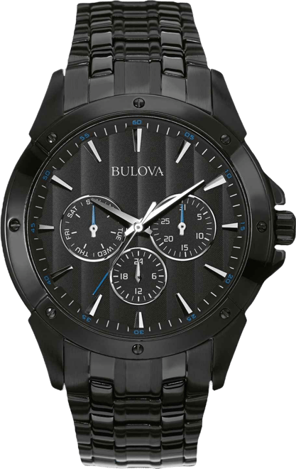 Men's Black Ion-Plated Stainless Steel Bracelet Watch 43mm 98C121