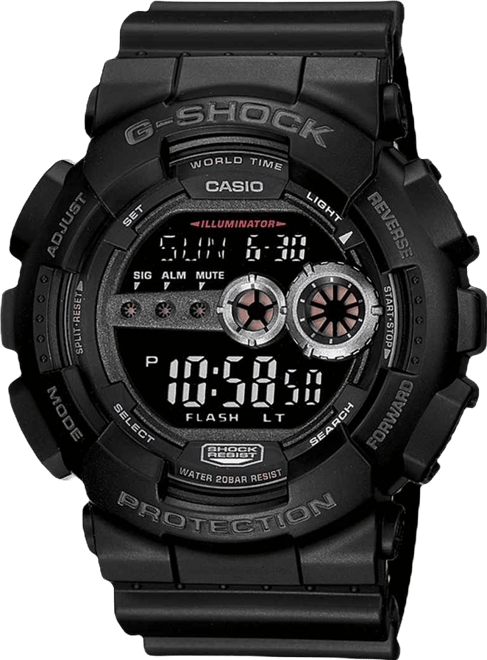 Men's Xl Digital Black Resin Strap Watch GD100-1B