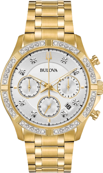 Men's Chronograph Diamond-Accent Gold-Tone Stainless Steel Bracelet Watch 42mm, Created for Macy's