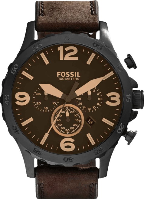 Men's Nate Brown Leather Strap Watch 50mm