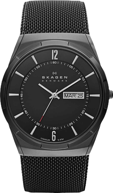 Men's Melbye Black Titanium Mesh Bracelet Watch 40mm SKW6006