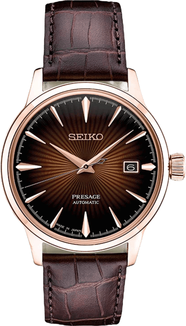 Men's Automatic Presage Brown Leather Strap Watch 40.5mm