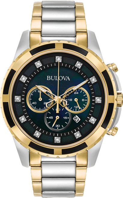 Men's Chronograph Diamond Accent Two-Tone Stainless Steel Bracelet Watch 44mm 98D132