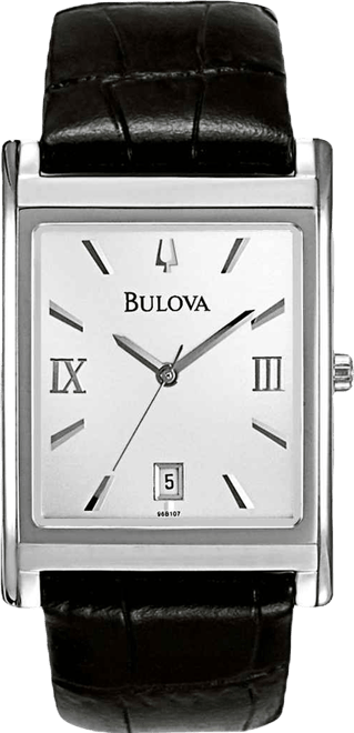 Men's Black Leather Strap Watch 45mm 96B107