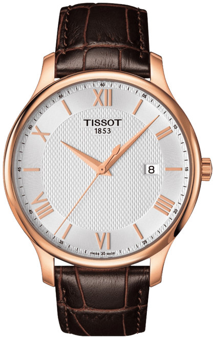 Men's Swiss Tradition Brown Leather Strap Watch 42mm