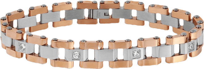 Men's Diamond Bracelet in Stainless Steel and Rose Ion-Plate (1/5 ct. t.w.)