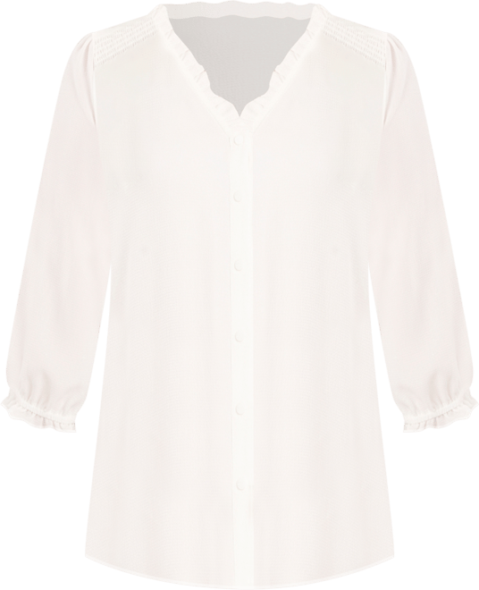 Women's Ruffled Button-Front 3/4-Sleeve Blouse