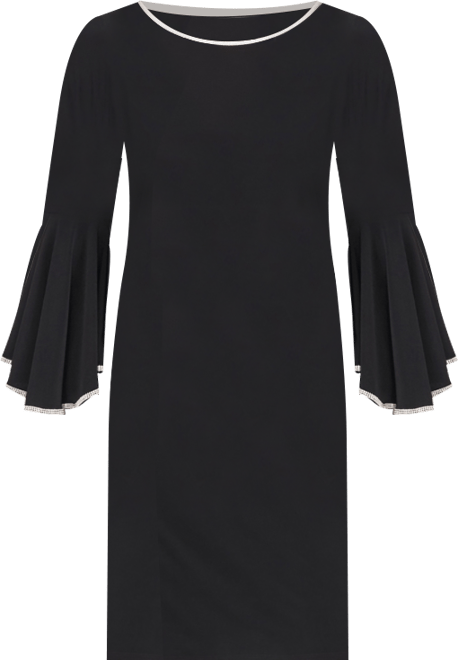 Rhinestone-Trim Bell-Sleeve Dress
