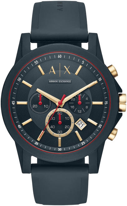 Men's Chronograph Blue Silicone Strap Watch 47mm