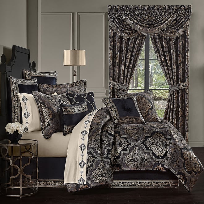 Queen Street Willow 4-Pc. Damask And Scroll Heavyweight Comforter