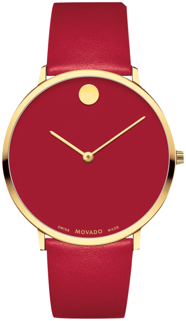 Movado Swiss Modern Red Leather Strap Watch 40mm Macy s