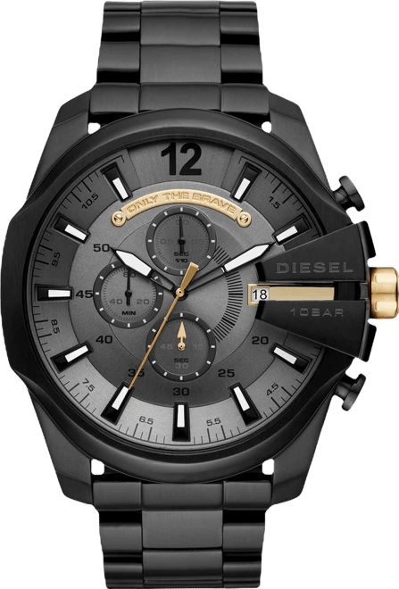Men's Chronograph Mega Chief Black Stainless Steel Bracelet Watch 51mm