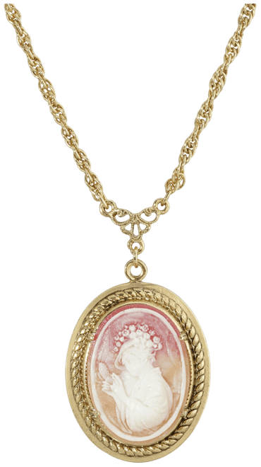 Gold-Tone Oval Cameo 18" Necklace