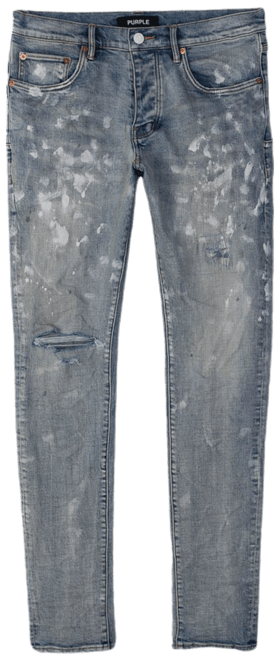 デニム・ジーパン PURPLE BRAND Light Indigo Paint Slim Fit Jeans P001 Light Indigo Paint Blowout – PURPLE BRAND