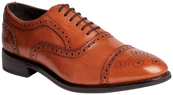 Men's Ford Quarter Brogue Oxford Rubber Sole Lace-Up Dress Shoe