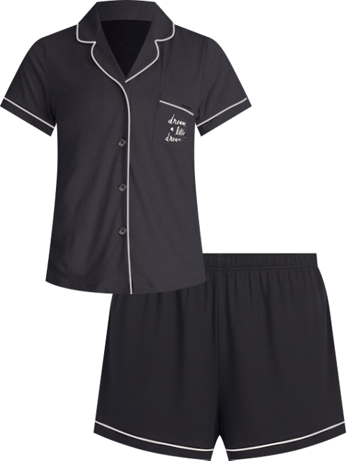 Women's Short Sleeve Modal Knit Notch Short Pajama Set