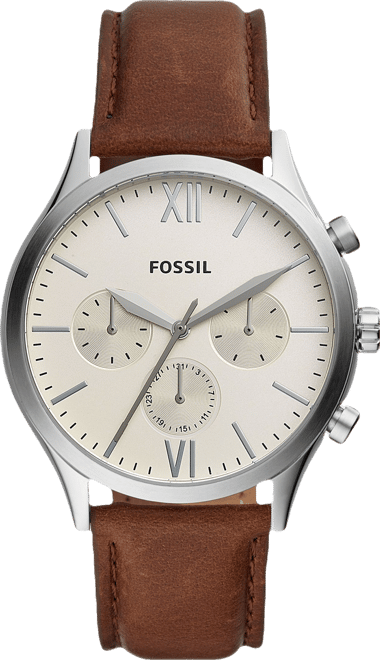 Men's Fenmore Multifunction Brown Leather Watch 44mm