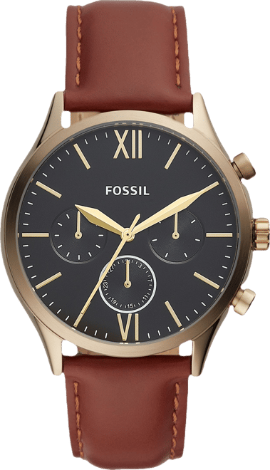 Men's Fenmore Multifunction Brown Leather Watch 44mm