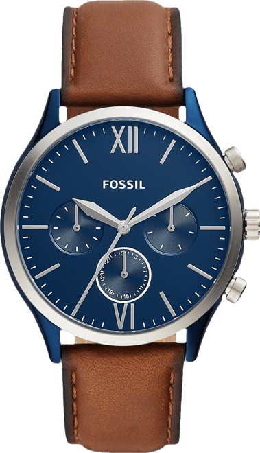 Men's Fenmore Multifunction Blue Leather Watch 44mm