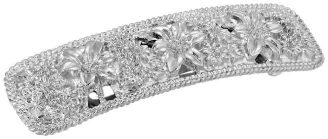 Women's Silver-Tone Flowers Bar Barrette