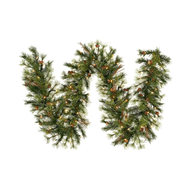Vickerman 9' Mixed Country Pine Christmas Garlandwith Dura-Lit UL 100 Clear  Lights, Color: Green JCPenney