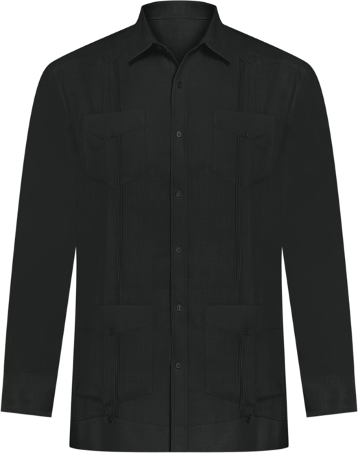 Men's 100% Linen Long Sleeve 4 Pocket Guayabera Shirt
