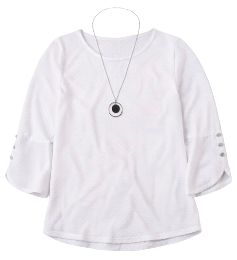 Petite 3/4 Tulip Sleeve Top with Necklace