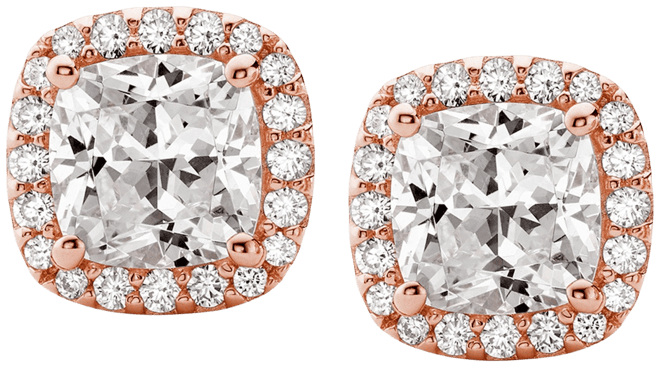 Cushion Cut Halo Stud Earrings