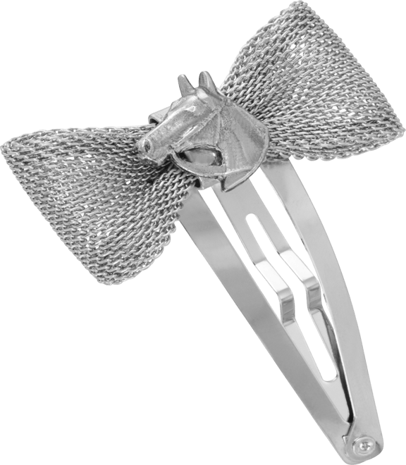 Women's Silver-Tone Bow Horse Head Hair Clip
