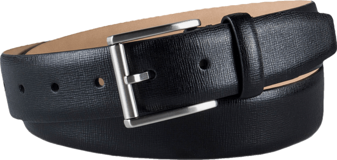 Men's Textured Leather Roller Bar Buckle Belt