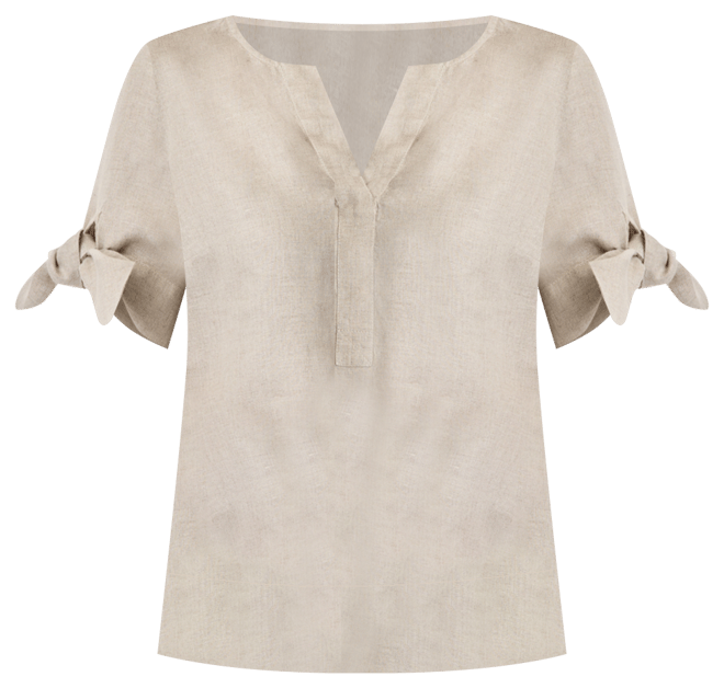 Women's 100% Linen Split-Neck Tie-Cuff Top, Created for Macy's