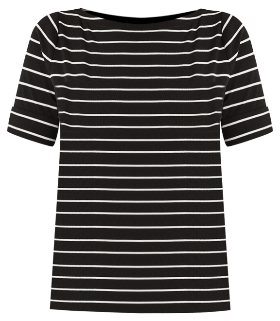 Plus Size Striped Cotton Boatneck T-Shirt