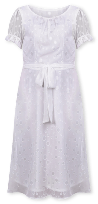 Ladies Shirt Dress in White Swiss Dot Cotton