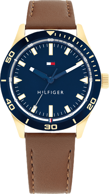 Men's Brown Leather Strap Watch 38mm