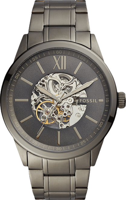 Fossil フォッシル FLYNN BQ2384 腕時計 スケルトン ガンメタ 48mm Flynn Automatic Gunmetal Stainless Steel Watch - BQ2384