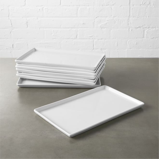 Plastic Tray - White Rectangular Serving Tray