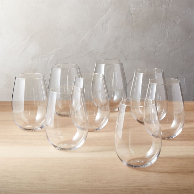 CB2 + Prudence Stemless Wine Glasses, Set of 8