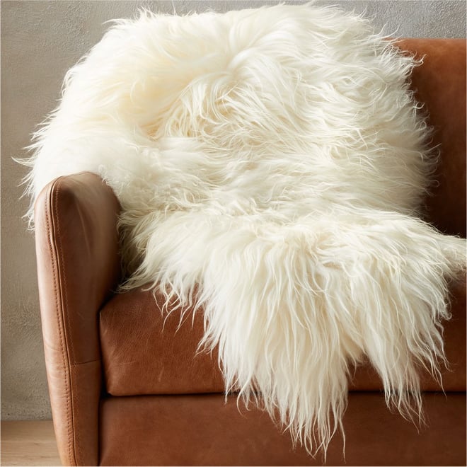 Icelandic White Sheepskin Fur Throw Blanket + Reviews | CB2