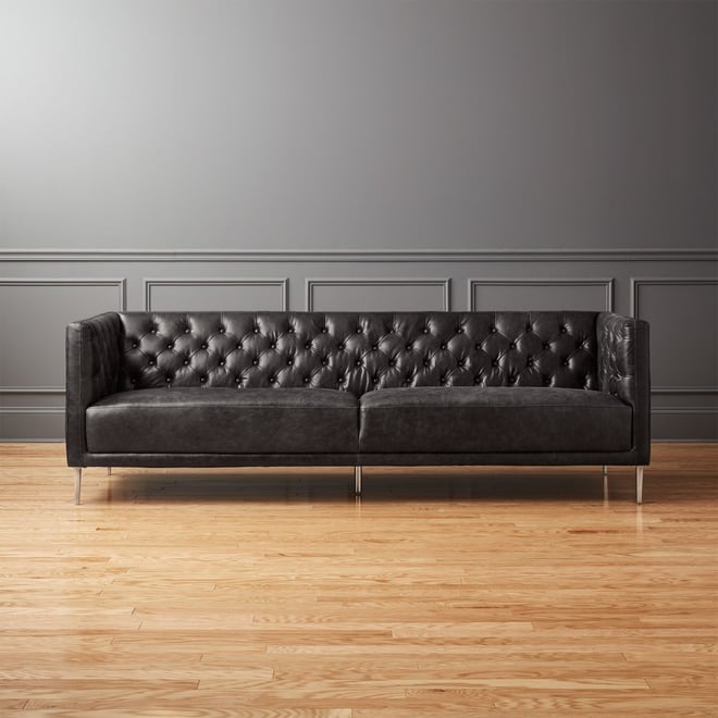 Savile Leather Tufted Modern Sofa Reviews Cb2