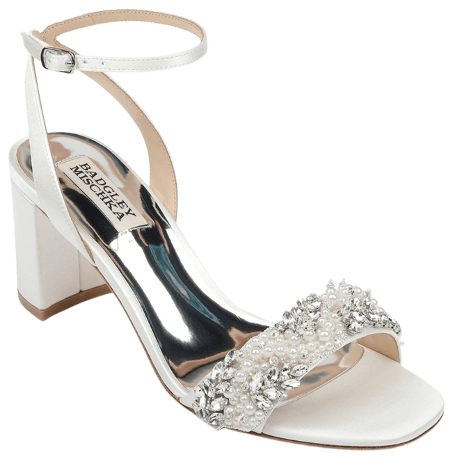 Badgley mischka women's adel discount crystal embellished block heel sandals