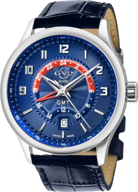 Men's Giromondo Swiss Quartz Blue Leather Strap Watch 42mm