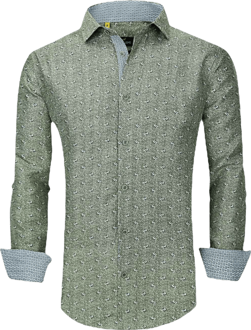 Men's Slim Fit Business Nautical Button Down Dress Shirt