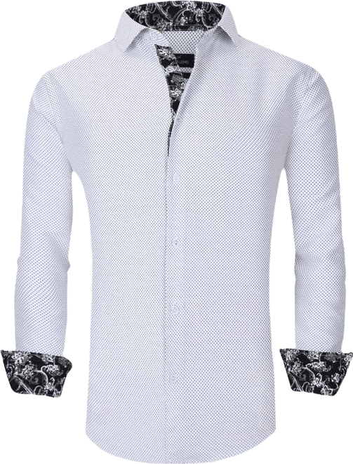 Men's Slim Fit Business Nautical Button Down Dress Shirt