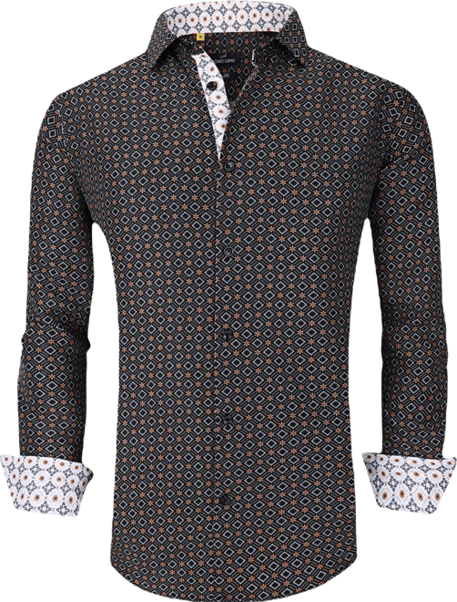 Men's Slim Fit Business Nautical Button Down Dress Shirt