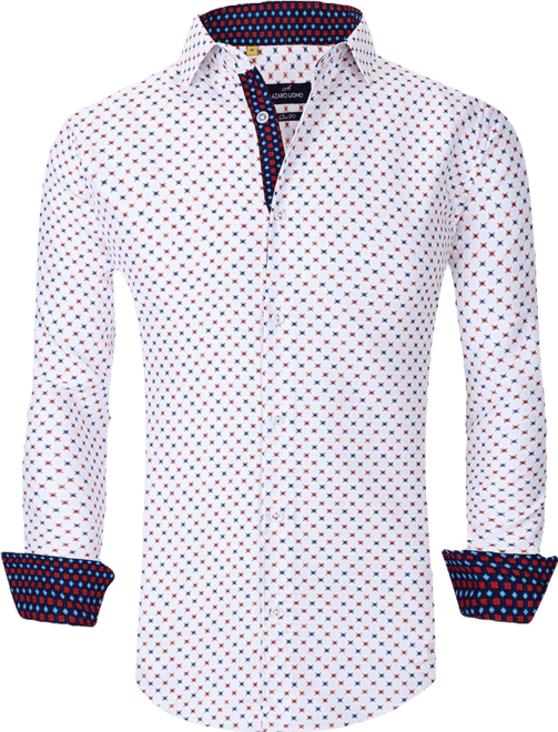 Men's Slim Fit Business Nautical Button Down Dress Shirt