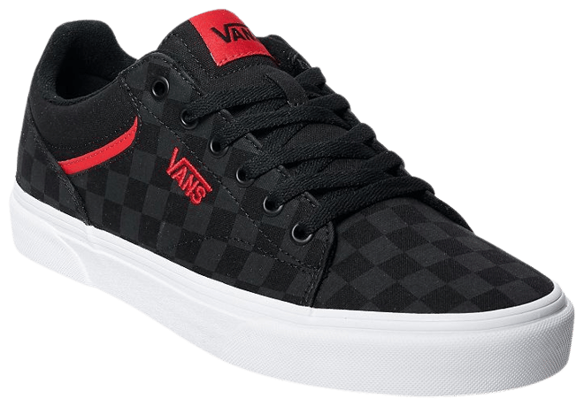 Black with cheap red checkered vans