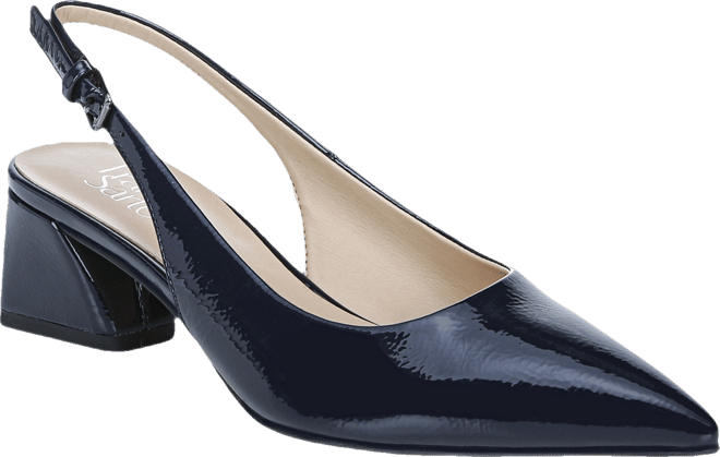 Women's Racer Pointed Toe Block Heel Slingback Pumps